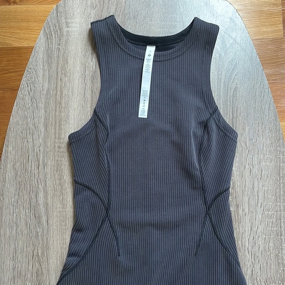 Lululemon athletica Ribbed Softstreme Slim-Fit Tank Dress color black - Picture 4 of 7